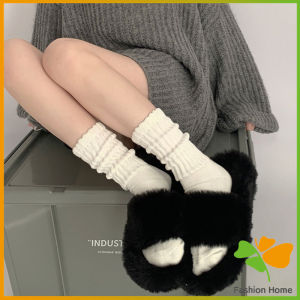 FASHION ถุงเท้านุ่มหนา นุ่ม สไตล์ญี่ปุ่น แนววินเทจ สีพื้น ข้อยาว womens socks