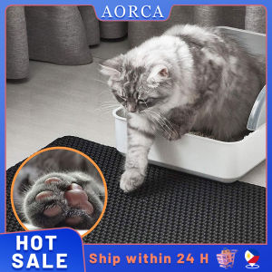 Waterproof Cat Litter Trapper Mat EVA Double Layer Easy To Clean Pet Garbage Pad Cat Toilet Pad Cat Garbage Collector Pet Accessories Anti-Skid Smooth Feeding Cat Litter Pad Surface Breathable Carpet