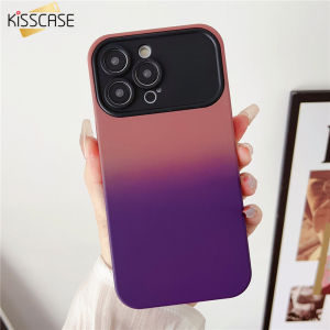 KISSCASE Colorful Gradient Full Camera Lens Protection Phone Case for iPhone 14 Pro Max 11 12 13 Pro Max 14Plus Matte Soft Silicone Cover