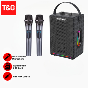 SK-2079 Bluetooth Karaoke Speaker 3D Sound support TF Card USB AUX In Colorful Lights with Two Wireless Microphone