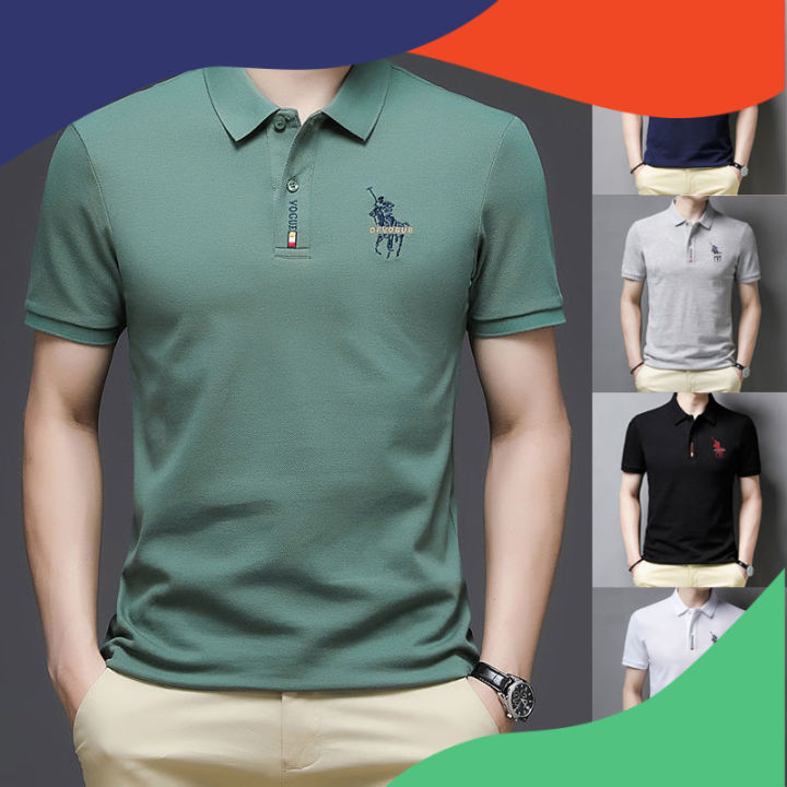 Local StockMen's Polo Shirts Summer Plain Tshirt Short Sleeve Kemeja lelaki Berkolar Baju Raya Lengan pendek Tops Man Cal Golf Shirts