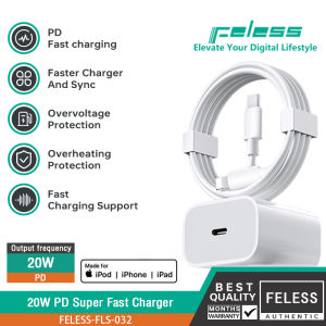 FELESS สายชาร์จเร็ว USB C เป็น Lightning สายเคเบิล Lightning ชาร์จเร็ว หัวชาร์จ 20W สำหรับไอโฟน ไอแพด เข้ากันได้กับ iPhone14/14 ProMax/12/11/XR/X/8/7/6iPadAirpod