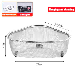 Stainless Steel Multi Function Triangle Drain Basket Kitchen Sink Filter Net Bakul Penapis Sisa Makanan Sinki Dapur