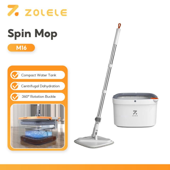 ZOLELE M16 Spin Mop with Bucket 360° Rotating Mop Clean and Dirty Water ...