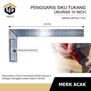PENGGARIS SIKU TUKANG 12 INCH / 30 CM STAINLESS STEEL ANTI KARAT / ALAT UKUR PERTUKANGAN PEKERJAAN INDUSTRI / RATA AKURAT