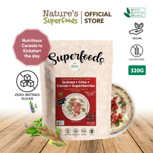 Natures Superfoods Organic Breakfast Cereals: Muesli Porridge 320g - Low Sugar l Gluten Free l No Cooking Required