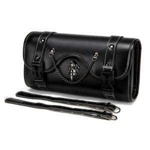 Motorcycle Front Bag Vintage Tool Saddlebag Front Fork Handlebar Bag Punk Style PU Storage Pouch Motorbike Tool Bag