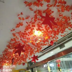QIHUISHI Vòng hoa cây leo lá phong nhân tạo cho Halloween Giáng sinh Tạ ơn và trang trí mùa thu