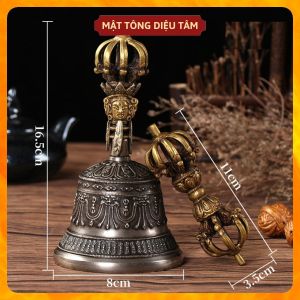 Chuông Chày Kim Cang 9 Chấu - Linh đồng chuông chùy kim cương linh chử pháp khí mật tông linh chử đồng mạ bạc Phật giáo Diệu Tâm