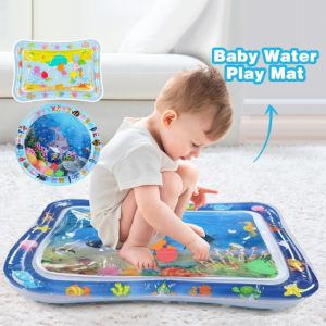 Leakproof Baby Tummy Time Water Mat Sensory Play Mat With Vibrant Underwater Sea Life Illustrations