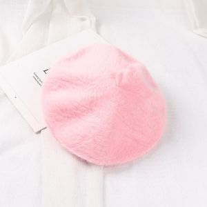 FLYING Soft French Beret Hat Solid Color Flat Crown Painter Beret Hat Fashion Furry Newsboy Beanie Hat For Women