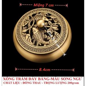 Lư Đồng Xông Trầm Đáy Bằng Nắp Chạm Khắc Nhiều Hoa Văn