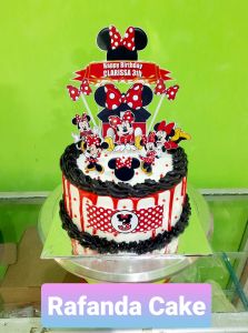 Cake Topper Birthday Minnie Mouse / Mickey Mouse gratis custom nama