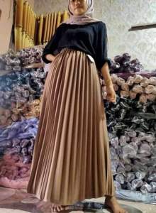 Rok Plisket Dewasa Panjang Maxi Skirt Hyget Premium Kekinian