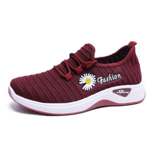 Free Shipping WomenS Spring And Autumn Breathable Casual Sports Flat Shoes Soft-Soled Comfortable Slip-On Style With A Mesh Upper