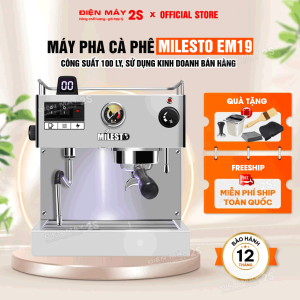 [HCM-Hàng sẵn] Máy pha cà phê máy pha cafe Milesto EM19 - công suất 100-120ly- Hàng chính hãng giá tốt Lazada Sale Tết 2023