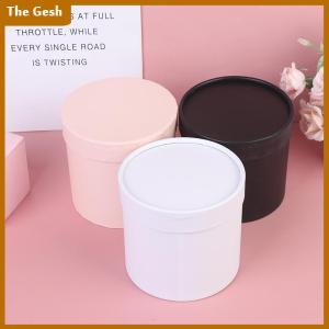 [The Gesh] กล่องกระดาษลายดอกไม้ทรงกลม1ชิ้นกล่องใส่ของขวัญกล่องของขวัญงานปาร์ตี้