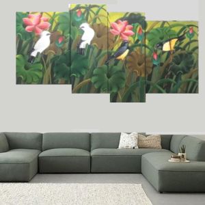 Lukisan panel burung dan bunga