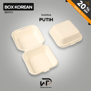 Korean cake lunch box | Bagasse Bento Box | Bagasse Burger Box | Box Burger Clamshell 6 Inch