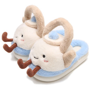 WY-XIXITIAO Indoor Warm Cotton Slippers Plush Shoes for Female Students Winter Bedroom Home Warm New Cute Creative Kettle Bag Heel Cotton Slippers