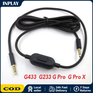2M Braided Extension Aux Cable for Logitech G Pro X / G Pro / G233 / G433 Headset with Mute Volume Control Replacement Audio 3.5mm Audio Cable Inline Control for Logitech G633 G933 or For Logitech Astro A10 A40 or For G433/G233 Gaming Headset Headphone