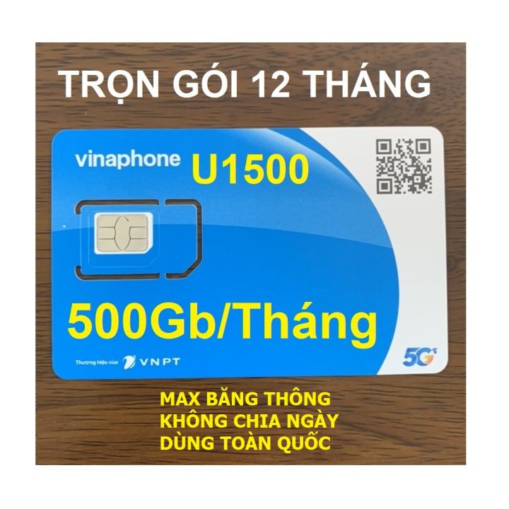 SIM 4G VINAPHONE U1500 - 500GB/tháng x 12 tháng, Mobi 500GB/tháng, Mobi 5GB/ngày, có nhiều lựa chọn (500Gb/tháng tốc độ 4G, MAX BĂNG THÔNG, không chia theo ngày, dùng toàn quốc) - Sim chưa kích hoạt