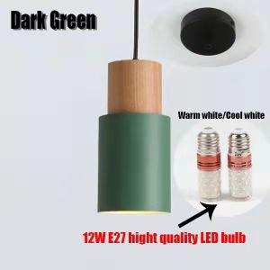 Designer Nordic simple Wood Pendant Lights led chandelier light ceiling Colorful Aluminum fixture Kitchen Island  Lamp