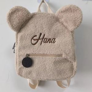 Cute Bear Plush Backpack Embroidered Name Autumn Winter Kids Outdoor Shoulder Bags Custom Personalized Childrens Gift Bags2026