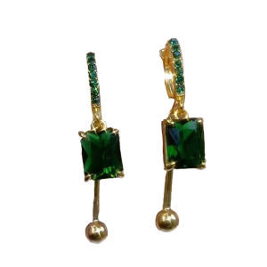 Fashion Zircon Ear Buckle Earrings for Women Luxury Green Square Zircon Ear Clips Girls Party Jewelry
