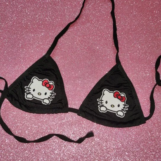 Y2k Sanrio Kawaii Hello Kitty Brassiere No Rims Subculture Punk Vest  Underwear Sling Anti-drop Bra Plush Gift