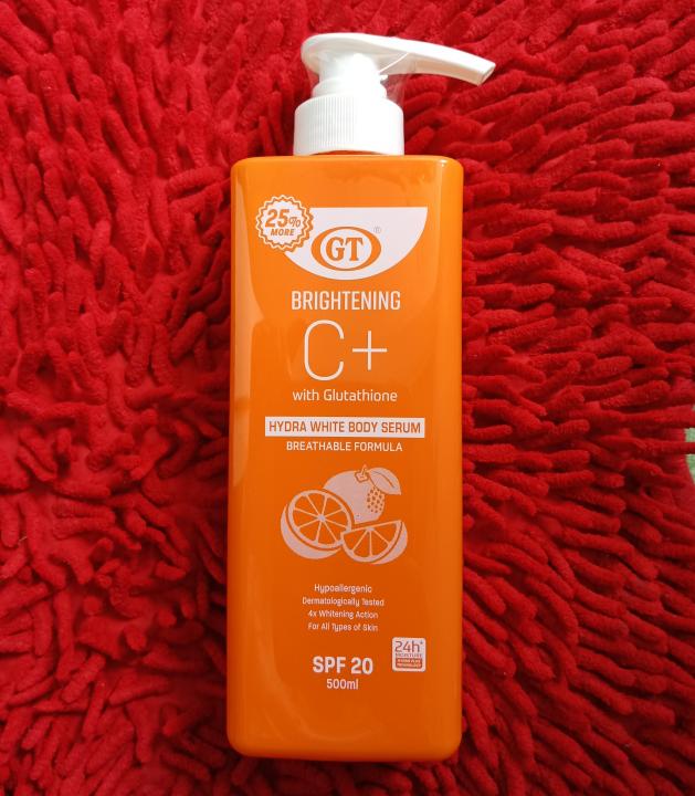 gt brightening c+ with glutathione set AUTHENTIC GT Set - BRIGHTENING C+ with Glutathione HYDRA WHITE BODY SERUM  and Carrot Lotion with SPF60 100ml main image 1