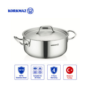 Korkmaz Proline Gastro Stainless Steel Cooking Pot - Induction Compatible Made in Turkey