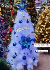 Pohon natal putih 12m 4kaki komplit