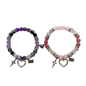 Stylish Magnetic Couple Bracelets with Heart Designs High Elasticity Comfortable for Romance Celebrations and Daily Wear
