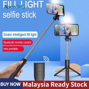 Speedefy Extendable Selfie Stick with 2 Level Fill Light Bluetooth Selfie Stick Tripod with Remote Shutter