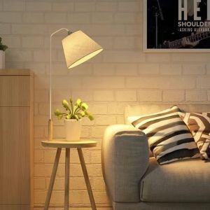 Floor Lamp with Table End Table Lamp with Shelves & Warm light LED Bulb Lamp Table for Living Room