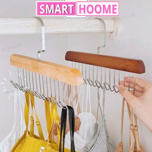 Móc Gỗ Treo Quần Áo Tất Nón Vớ Đa Năng 8 Móc Tiện Lợi Móc Tủ Quần Áo Treo Thắt Lưng Mũ Nón-SMART HOOME
