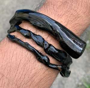 Gelang Akar Bahar Hitam Berserat Size Telunjuk Model Bercabang