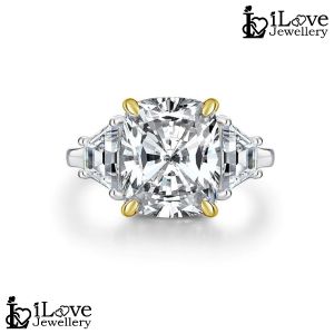 iLove Jewellery 925 Sterling Silver 18K White Gold Plated 7.0ct Cushion Cut Cubic Zirconia RIng Luxury Jewelry Engagement Diamond Birthday Gift for Women Fashion ILR024
