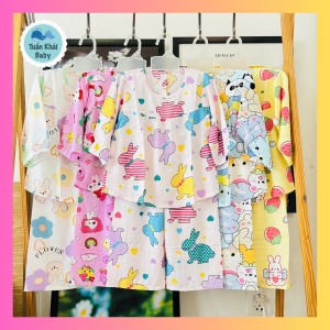 Túi 2 Bộ Quần Áo Tole Lanh Tay Dài Bé Gái - Size 1-14 cho bé 5-38kg -  Chất vải tole lanh 2 da loại 1 mềm mịn mát cho bé gái- Đồ Tole Bé Gái -  Đồ bộ bé gái - quần áo trẻ em