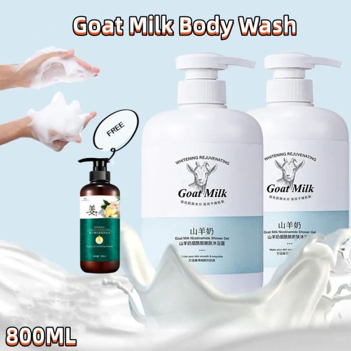 800ML Goat Milk Body Wash body whitening shower gel Niacinamide