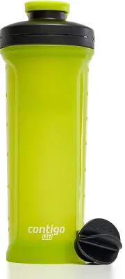 Contigo Fit Shake & Go 2.0 Shaker Bottle with Leak-Proof Lid 28oz Gym Water Bottle with Whisk and Carabiner Handle