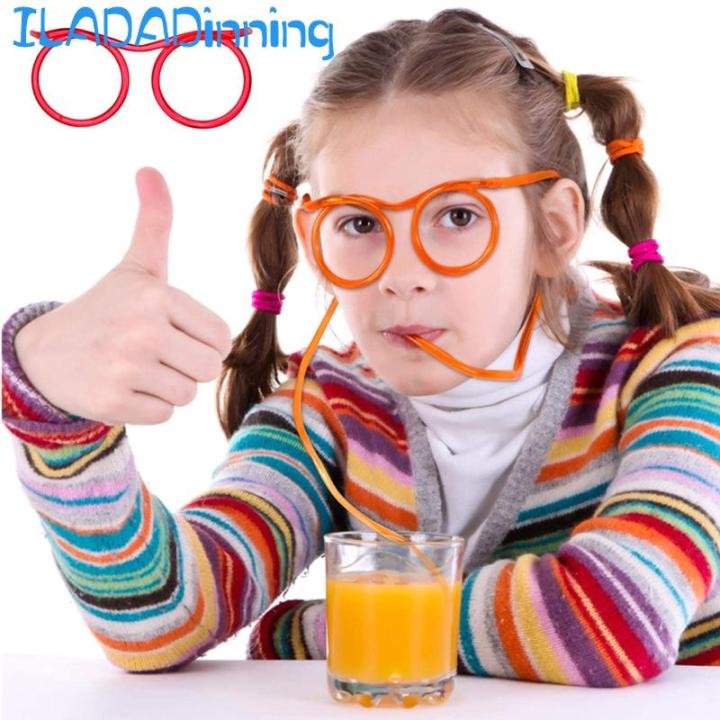 Silly Straw Glasses for Children Fun Loop Drinking Straw Eye Glasses