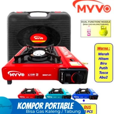 (BUBBLEWRAP) SNI KOMPOR PORTABLE MYVO 2IN1 BISA GAS KALENG / TABUNG LPG 3 & 12 KG