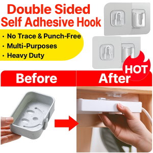 Double Sided Wall Mount Self Adhesive Hook No Trace Punch-free Multifunctional Adhesive Hook Storage Artifact
