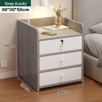 THEOMNIDESK Bedside Locker with Lock Nordic Style Bedside Cabinet Simple Bedroom Table Small Family Mini Storage Cabinet
