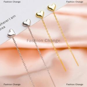 [COD] Fashion Change 1Pair Trend Long Wire Tassel Thread Chain Climb Star Heart Beads Pendants Drop Earrings For Women Straight Hanging Ear Jewelry