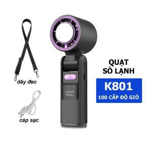 Quạt Mini Turbo Sò Lạnh Làm Mát Siêu Tốc 100 Mức Điều Chỉnh Đỉnh Cao Mùa Nóng Gập Gọn Có Dây Đeo