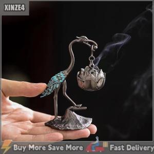 [COD] CISWGE SPORTS Crane Incense Burner Holder Stove Lotus Incense Burner Antique Alloy Lotus Hanging Stove Tea Ceremony Craft Household Decoration