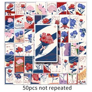 50 cái phong cách Ins hoa Bookmark Sticker đồ trang trí hình hoạt hình Bookmark sổ tay nhật ký cuốn sách không thấm nước nhãn dán hành trình